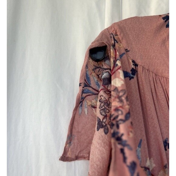 Lulu’s Pink Fiorire Rose Floral Print Faux Wrap Long Maxi Dress Romantic Small - Picture 8 of 11